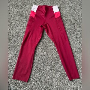 Brooks Berry Leggings with Pink and White Waist Panels
